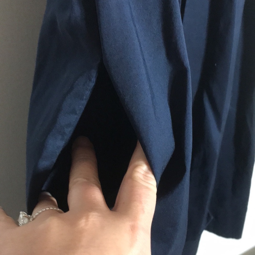 Diane Von Furstenberg Faux Wrap Navy Fit And Flare V-Neck Waist Belt Dress 2 - Picture 5 of 11